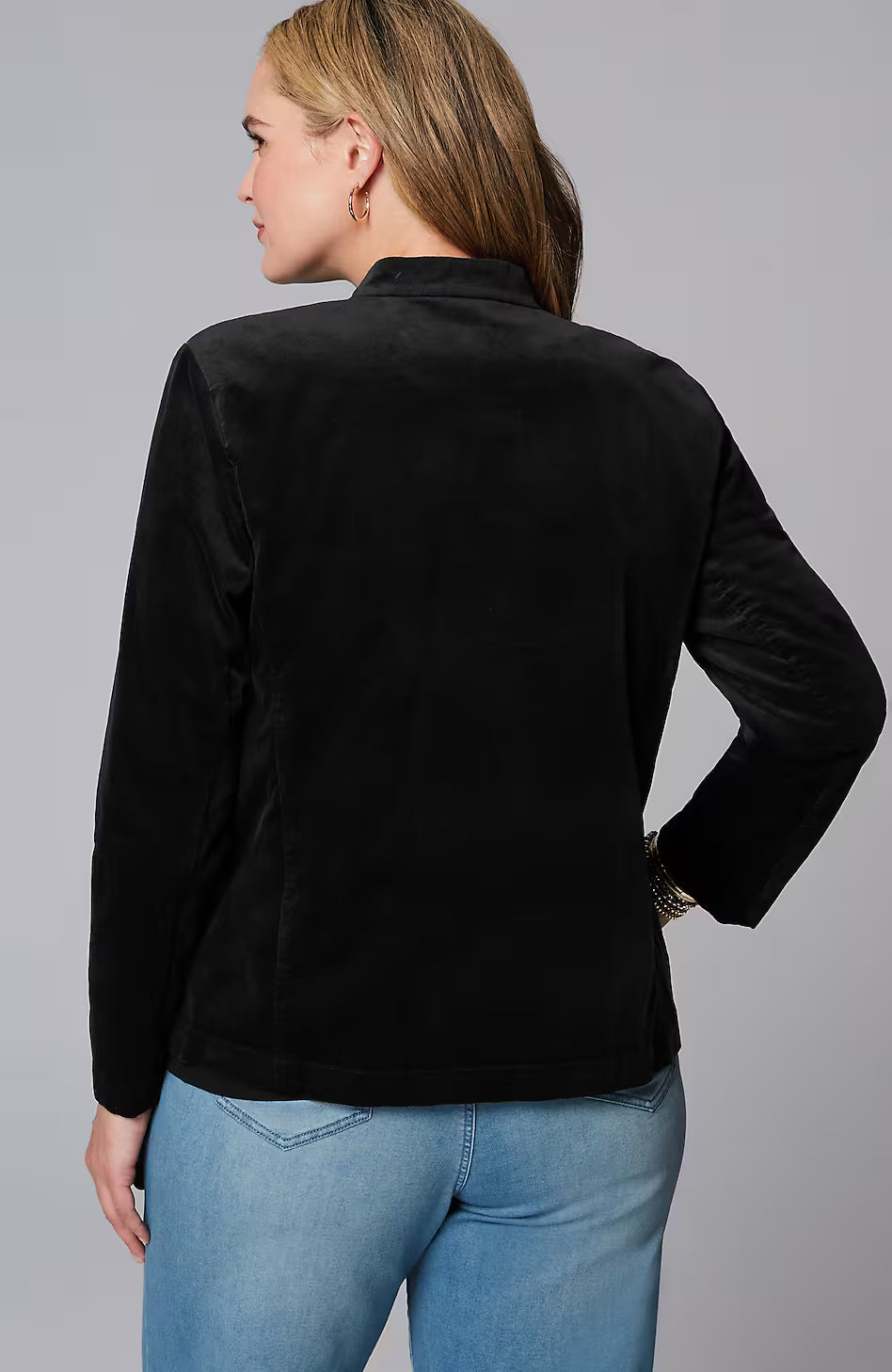 Velveteen-Stretch Military Jacket