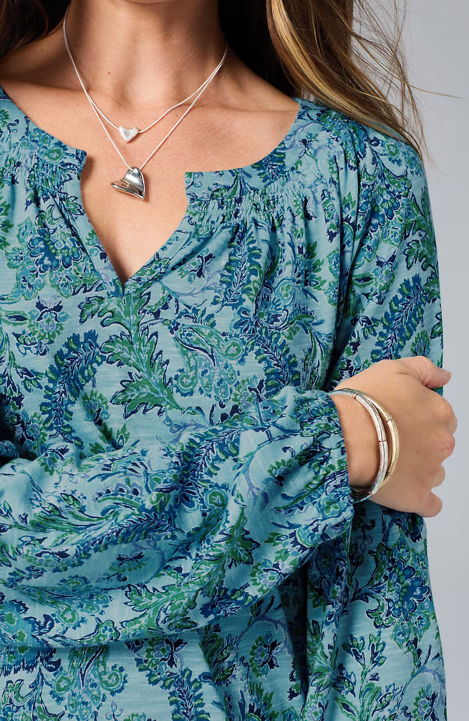 Printed Smocked Top