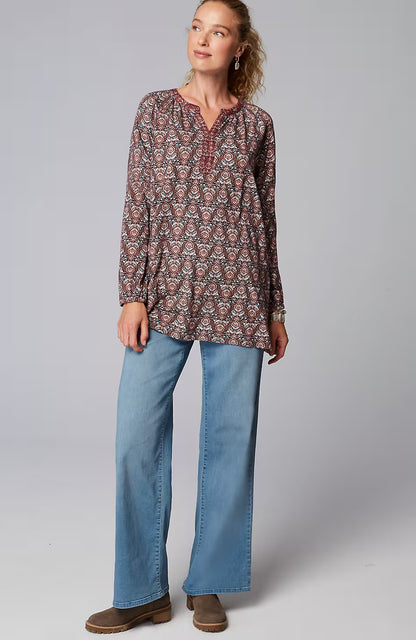 Pure Jill Printed & Embroidered Knit Tunic