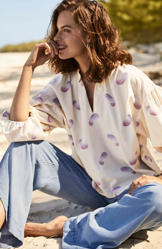 Oversized Split-Neck Top