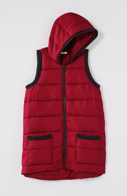 Fit Rib-Trimmed Hooded Puffer Vest