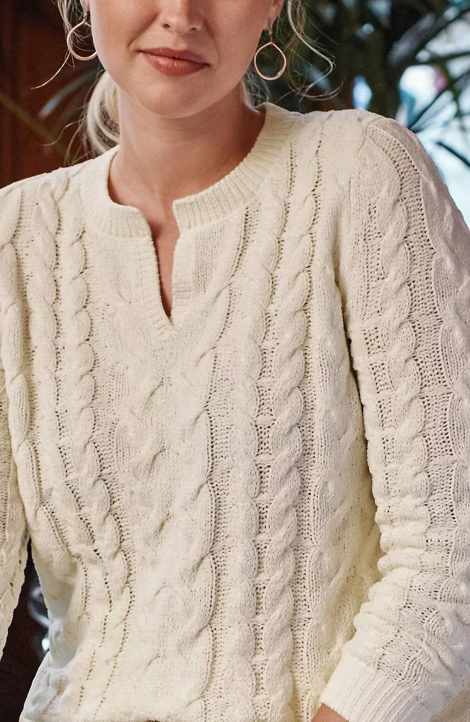 Split-Neck Chenille Tunic
