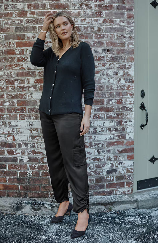 Straight-Leg Satin Cargo Pants
