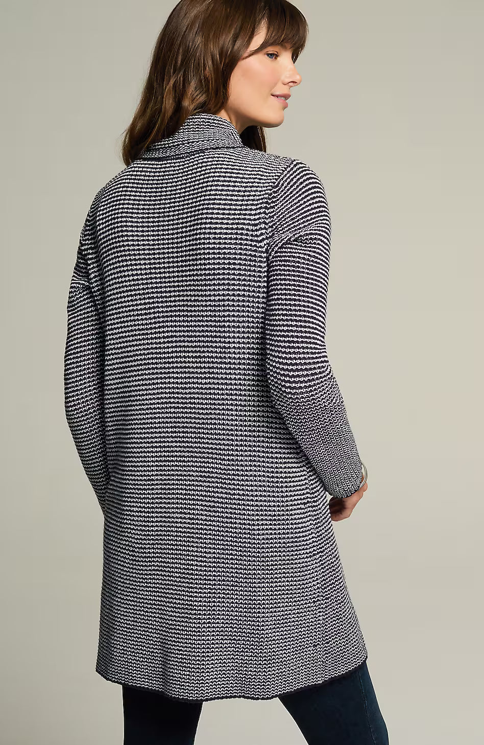 Wearever Striped Open-Front Cardi