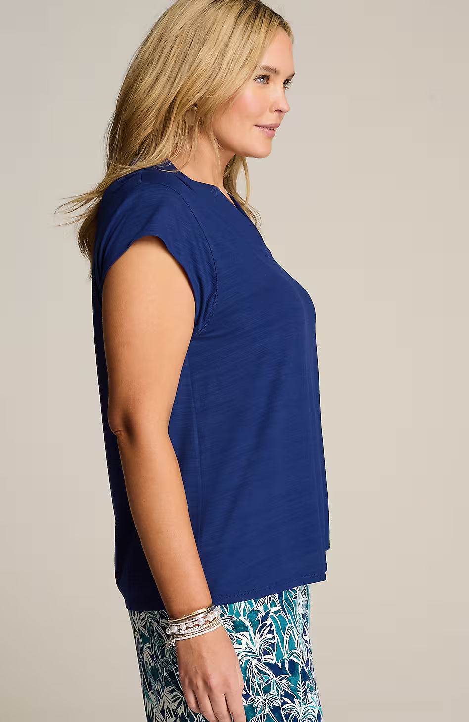 Wearever Slub-Knit Cap-Sleeve Top