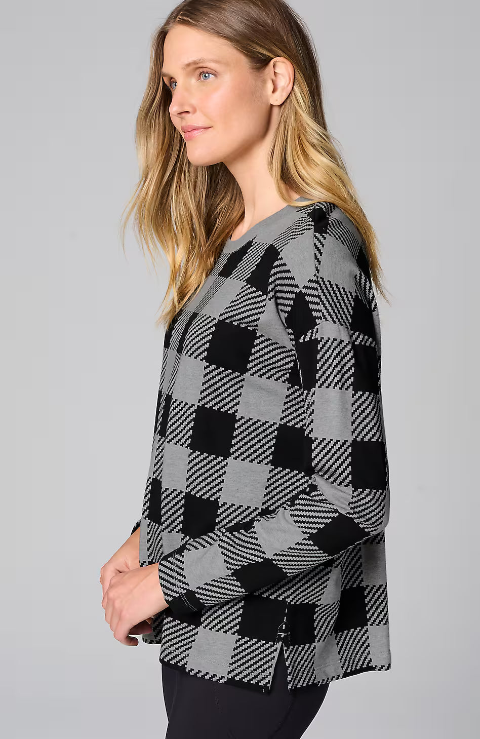 Fit French Terry Plaid Sweatshirt