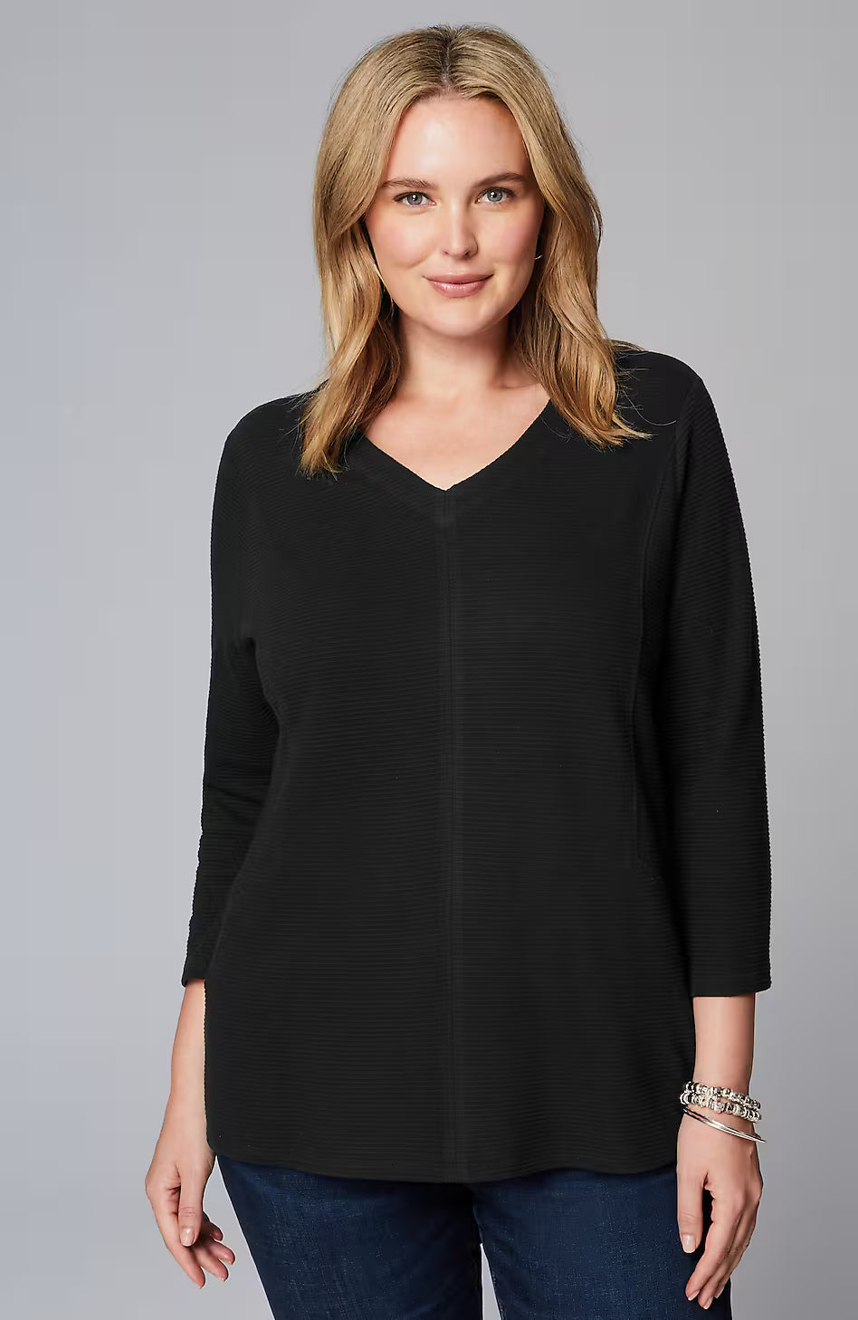 Wearever Double V-Neck Ottoman Top
