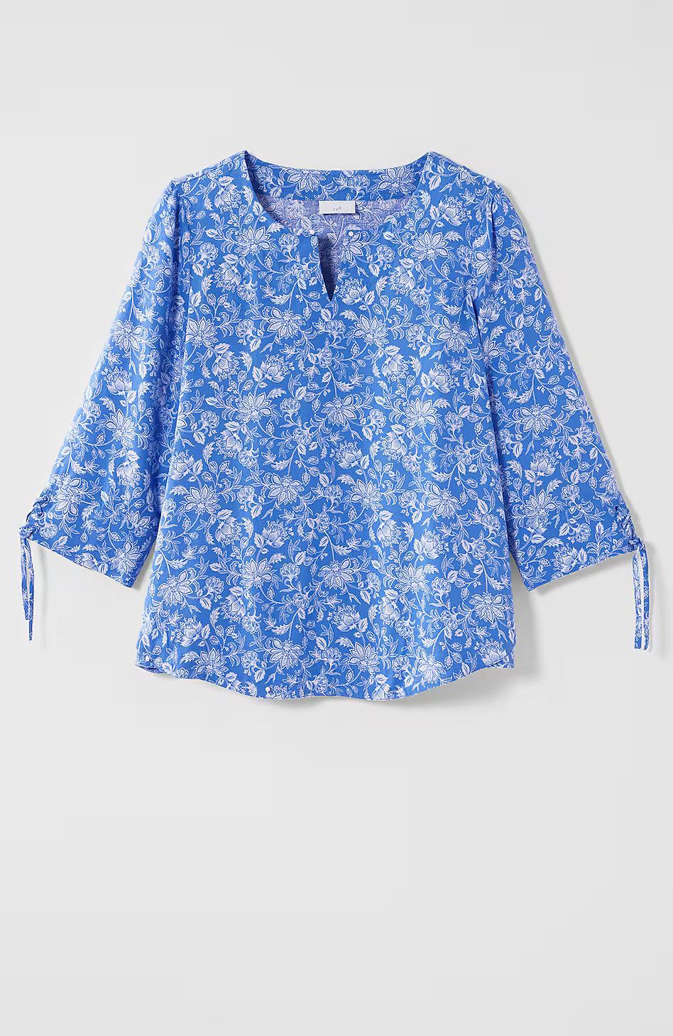 Linen-Blend Tie-Sleeve Top