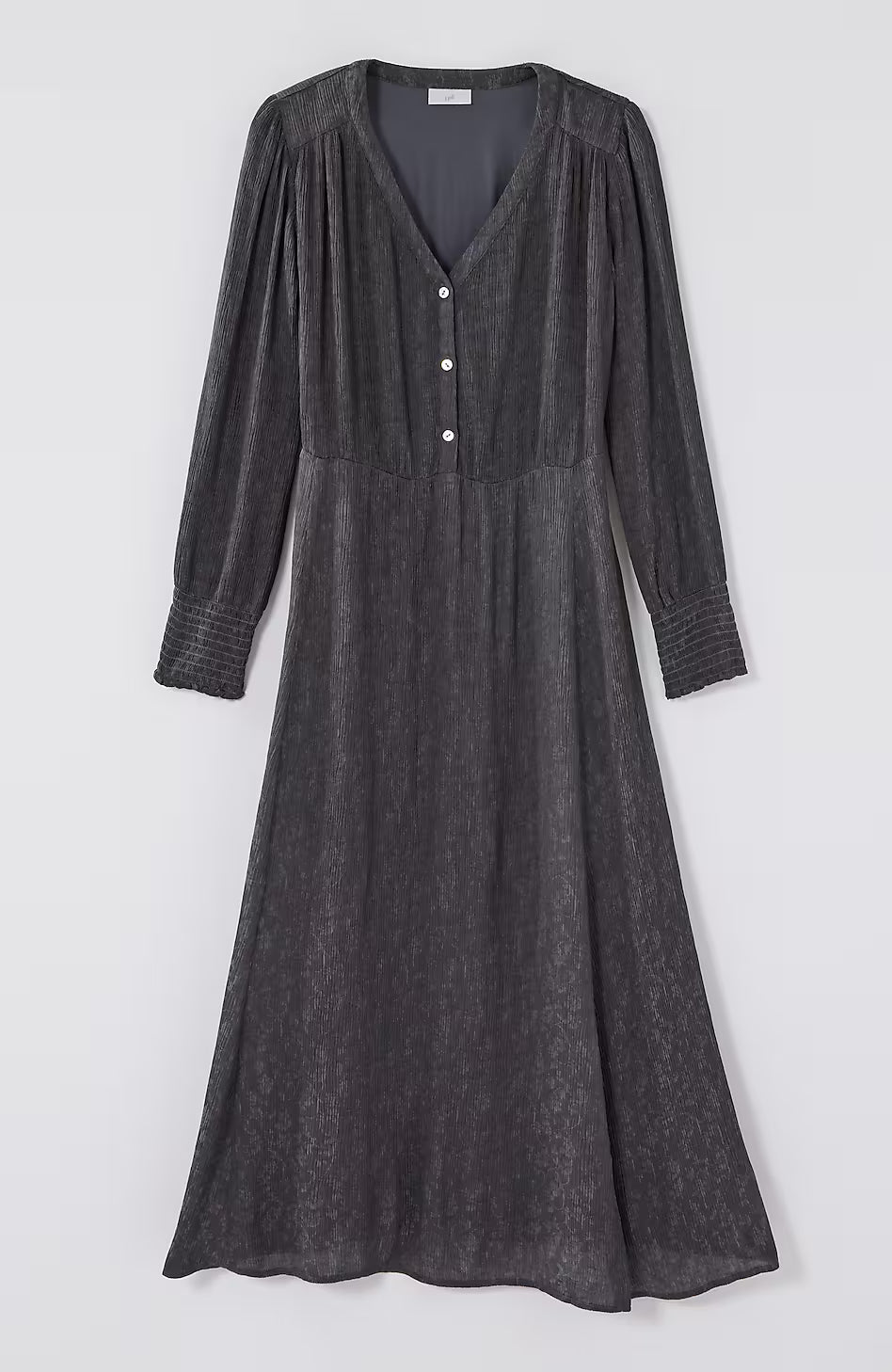 Crinkle-Textured Smocked-Sleeve Dress