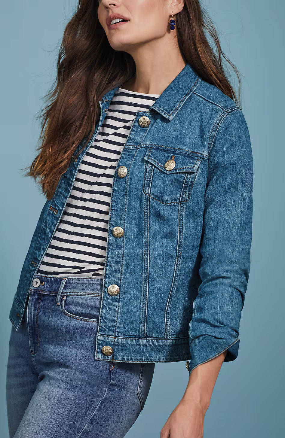 Button-Front Denim Jacket