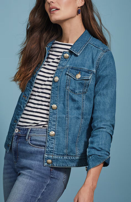 Button-Front Denim Jacket