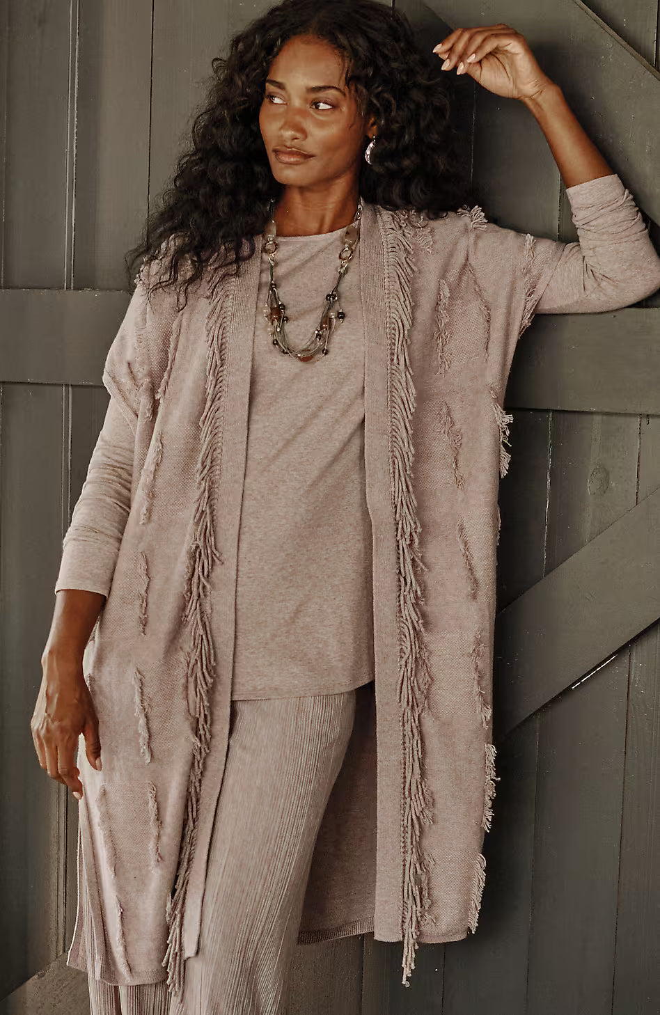Pure Jill Jacquard Fringe Gilet