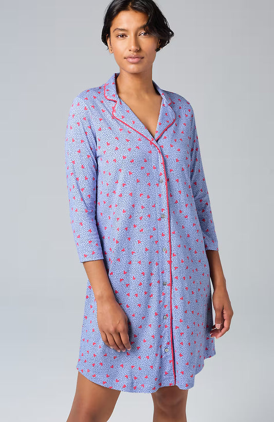 Sleep Ultrasoft Piped Button-Front Shirt