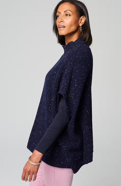 Cotton-Blend Knit Poncho