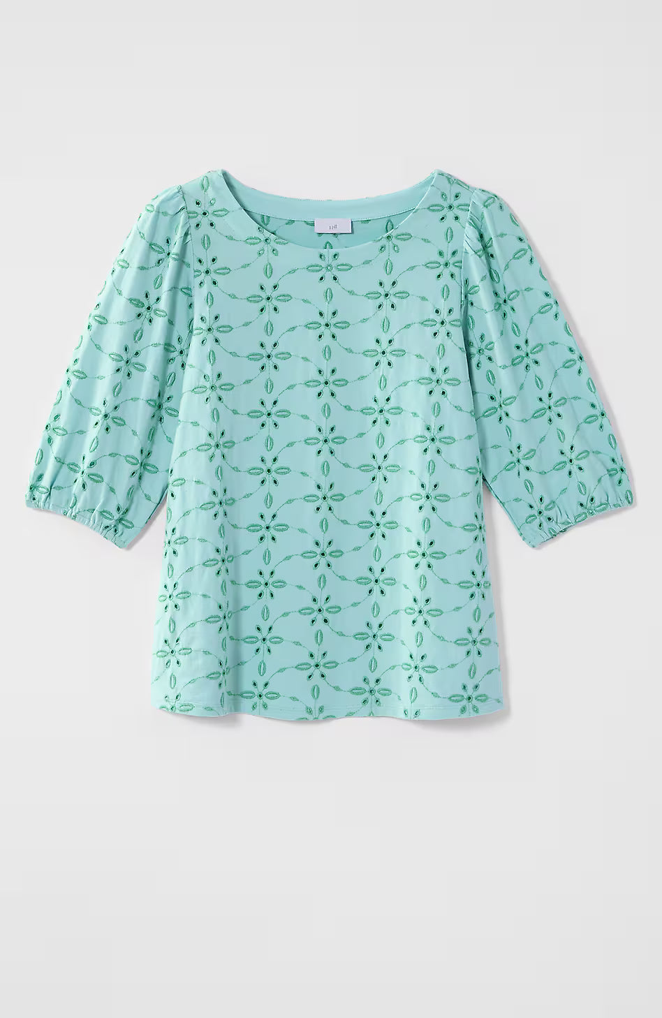 Contrasting-Eyelet Knit Top