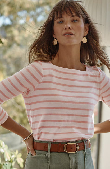 Striped Buttoned-Cuff Tee