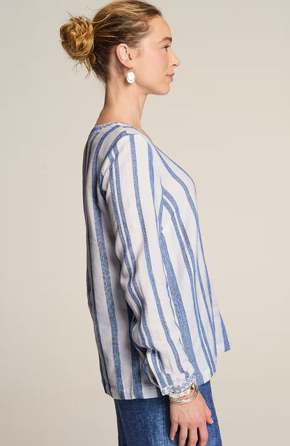 Pure Jill Embroidered Striped Top