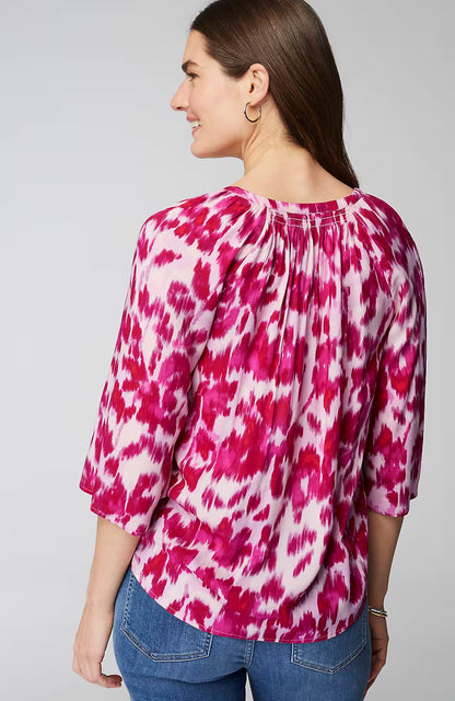 Smocked Scoop-Neck Top
