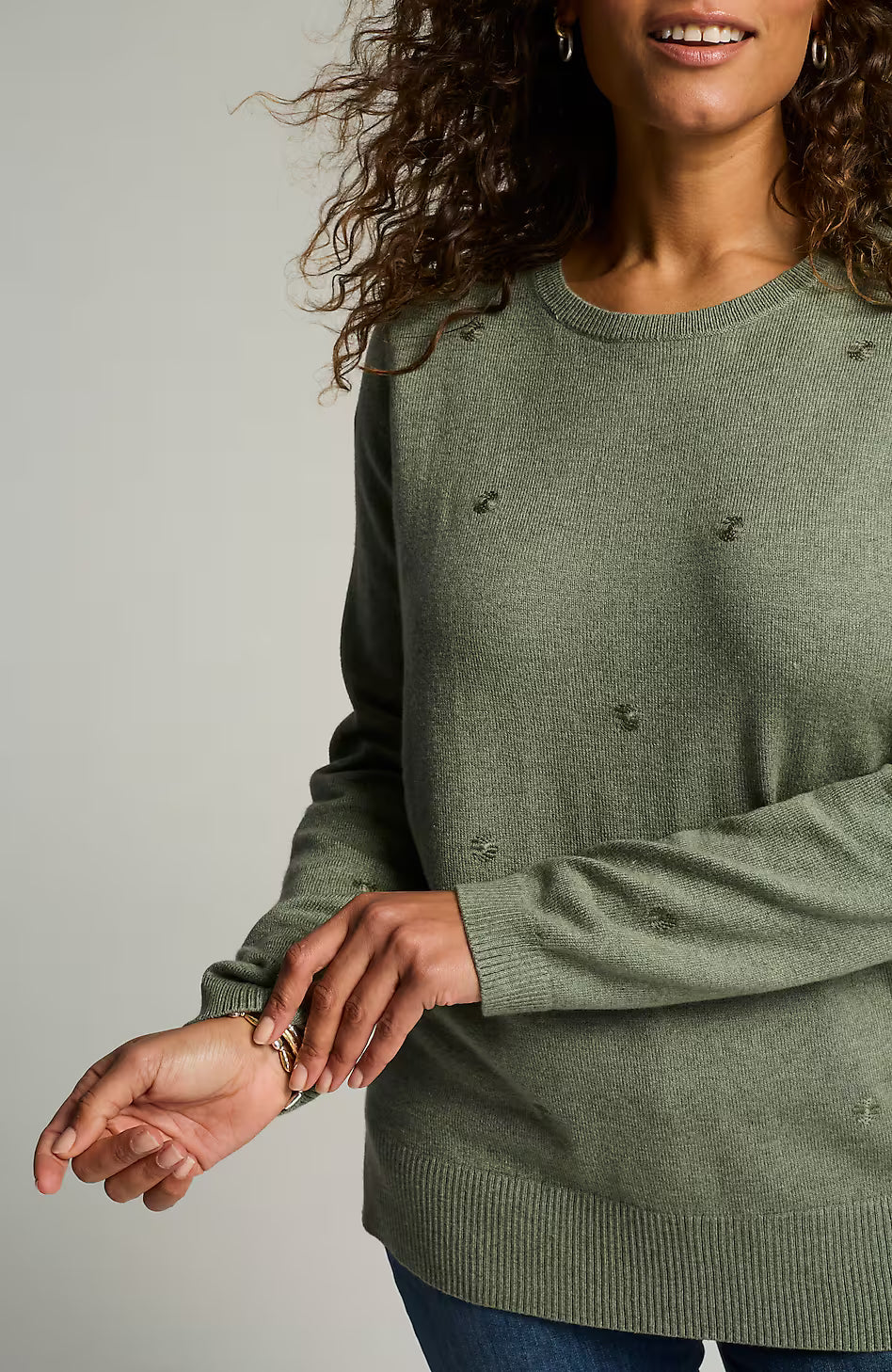 Dot-Embroidered Sweater