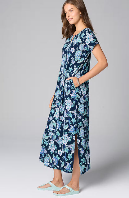 Split-Neck Maxi Dress