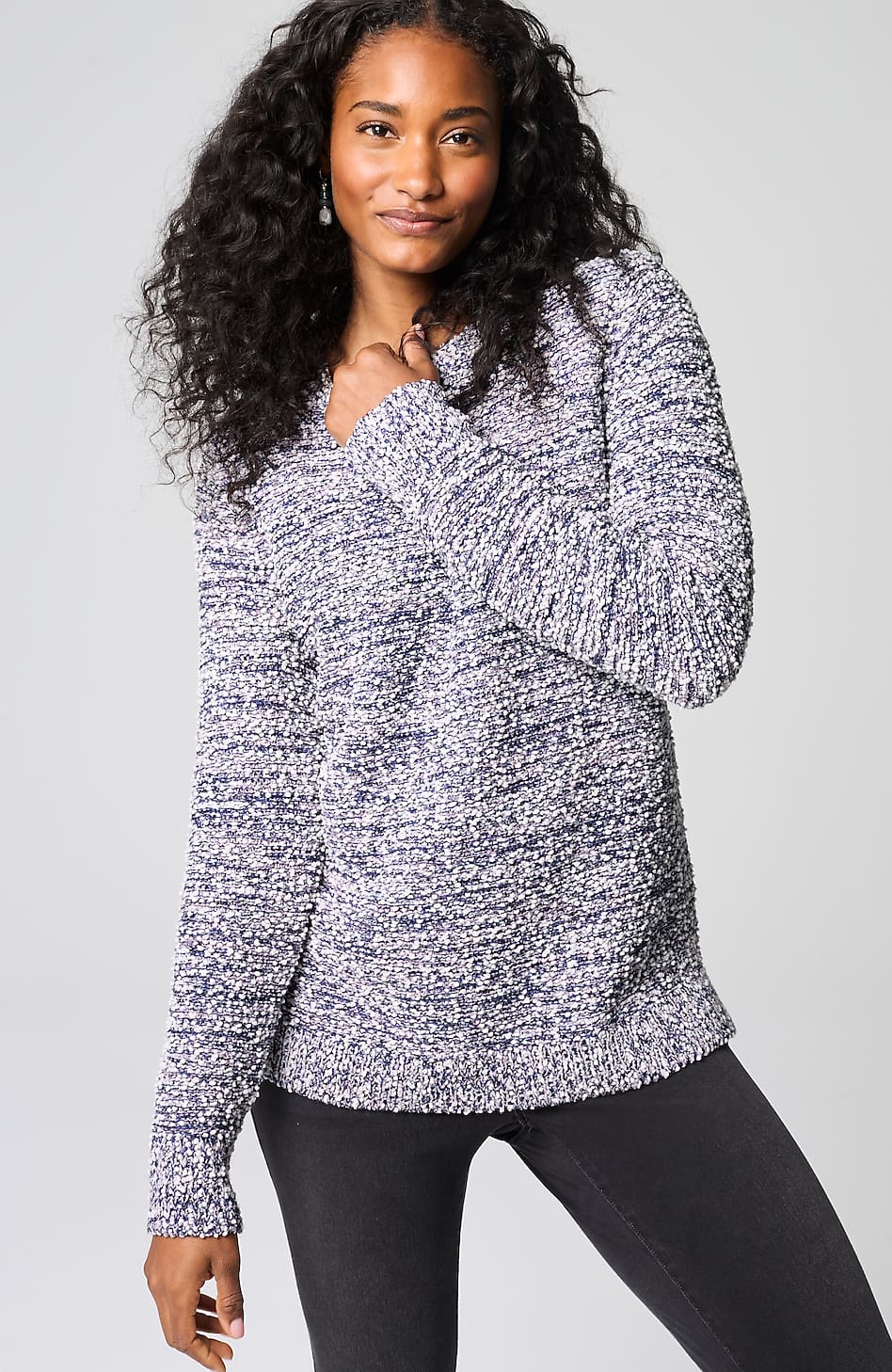 Pure Jill Mixed-Yarn Pullover Sweater