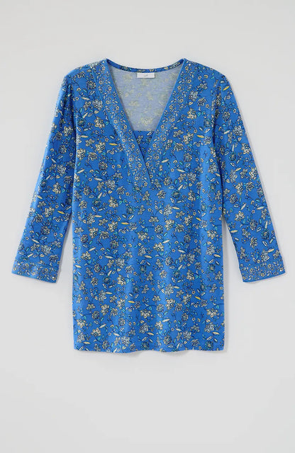 Border-Printed V-Neck Tunic