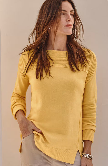 Ribbed-Detail Pullover Sweater
