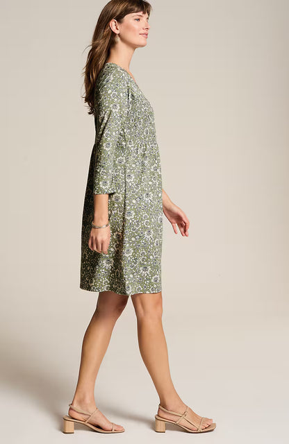 Smocked Button-Front Dress