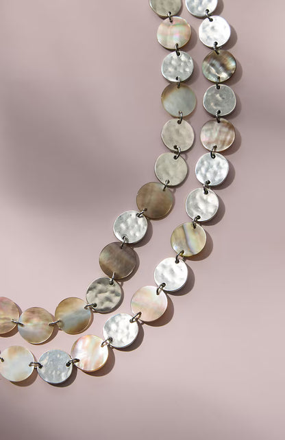 Black Lip Shell & Metal Necklace
