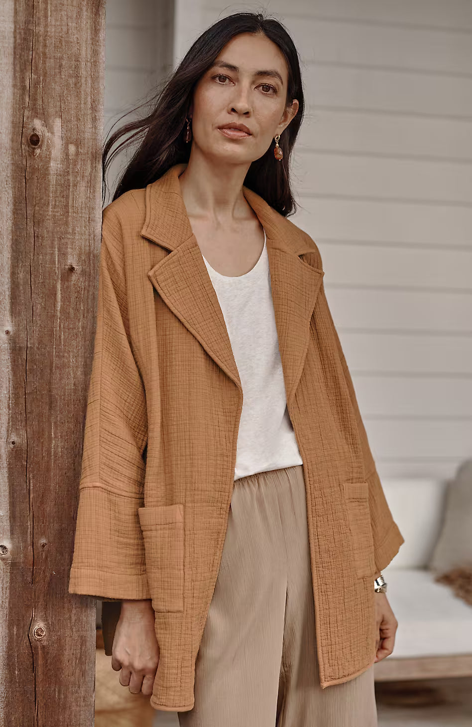 Pure Jill Relaxed Gauze Blazer