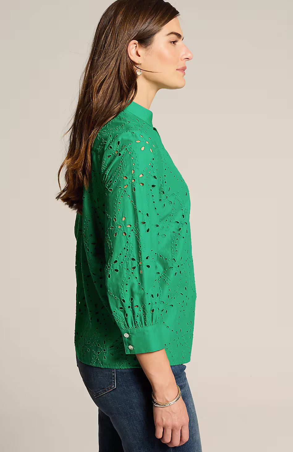 Eyelet Button-Front Top