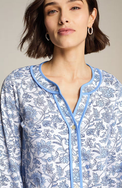 Printed Piped Knit Top