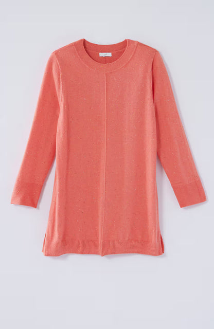 Tweed Pintucked Pullover Sweater