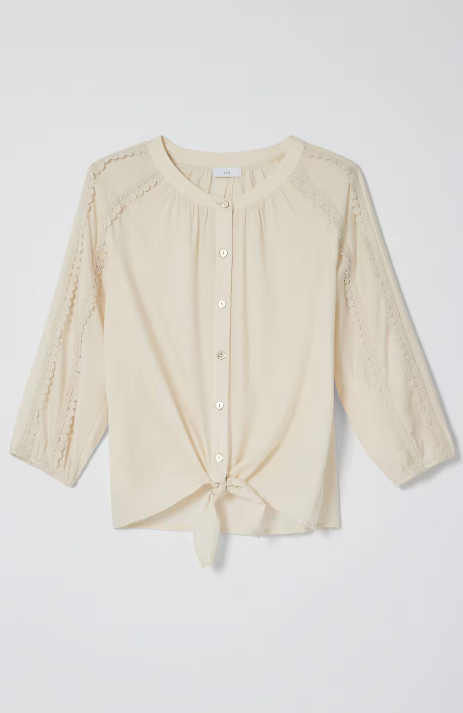 Lace-Trimmed Tie-Front Top