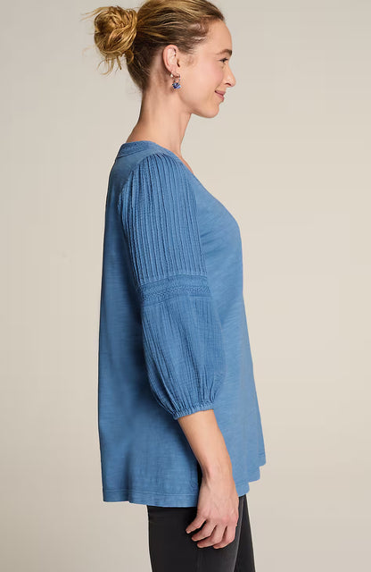 Pure Jill Mixed-Media Embroidered Tunic