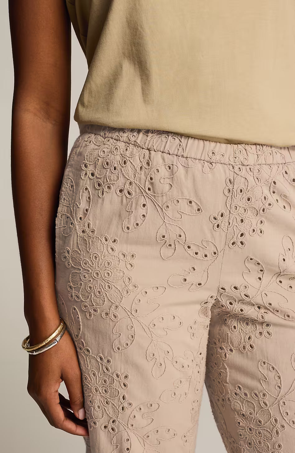 Pure Jill Eyelet Wide-Leg Crops