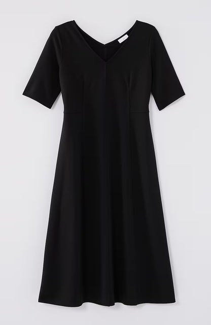 Ponte Double-V-Neck Seamed Dress