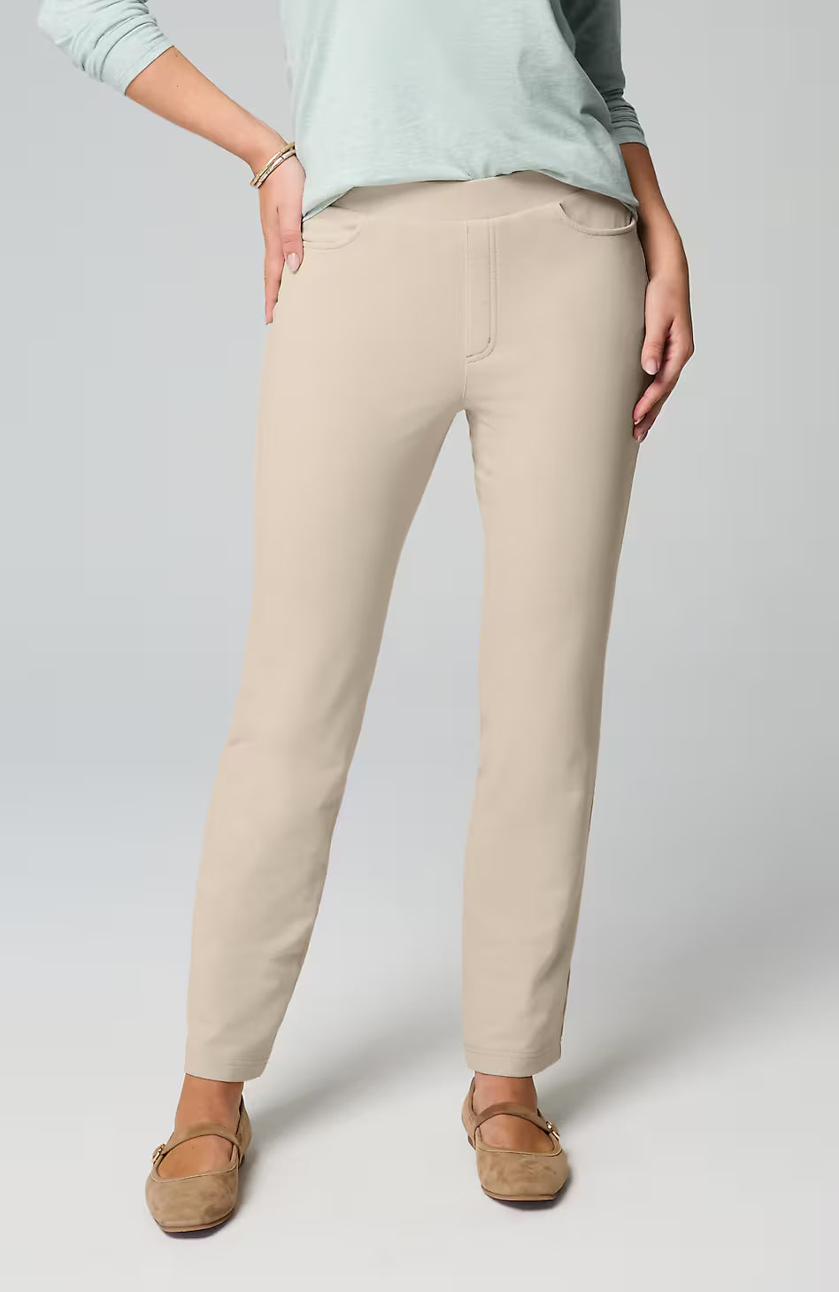 Pure Jill French Terry Straight-Leg Jeans
