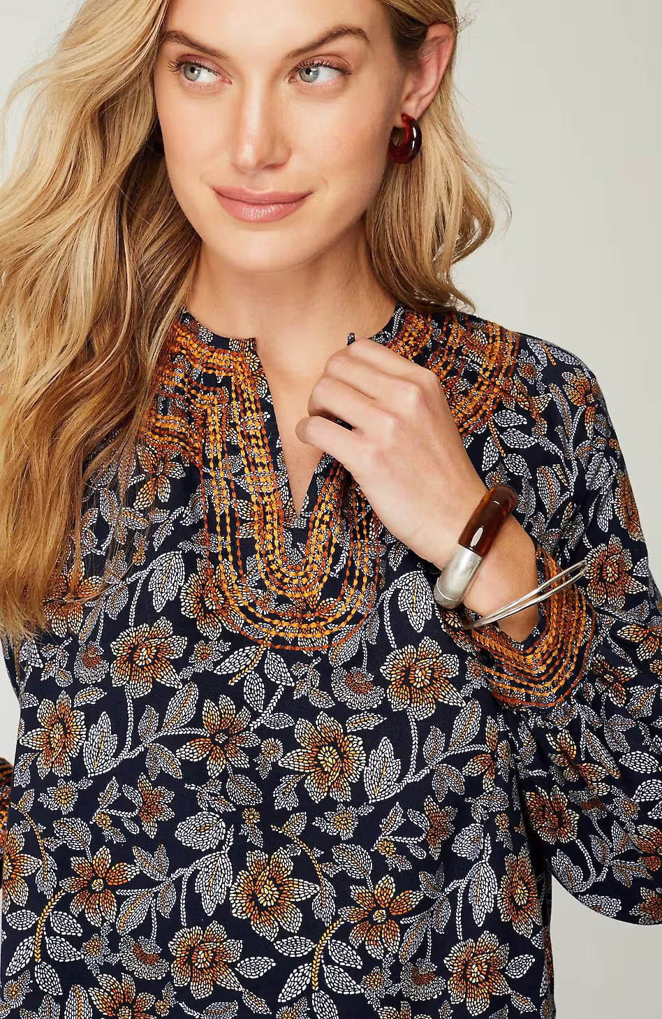 Pure Jill Twill Embroidered Tunic
