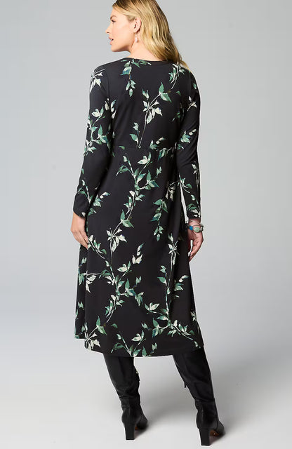 Pure Jill Printed-Knit Midi Dress