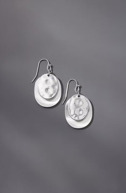 Silvertone Mixed-Finish Overlay Earrings