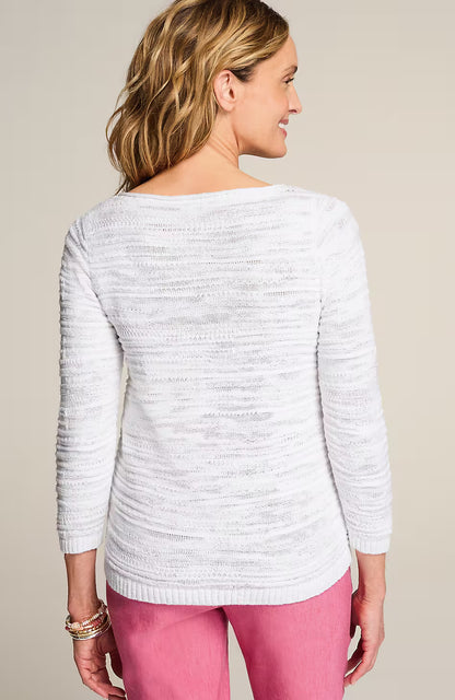 Placed-Pattern Slub-Textured Sweater
