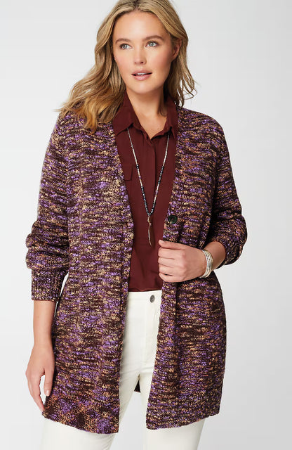 Slub-Textured Space-Dyed Cardi