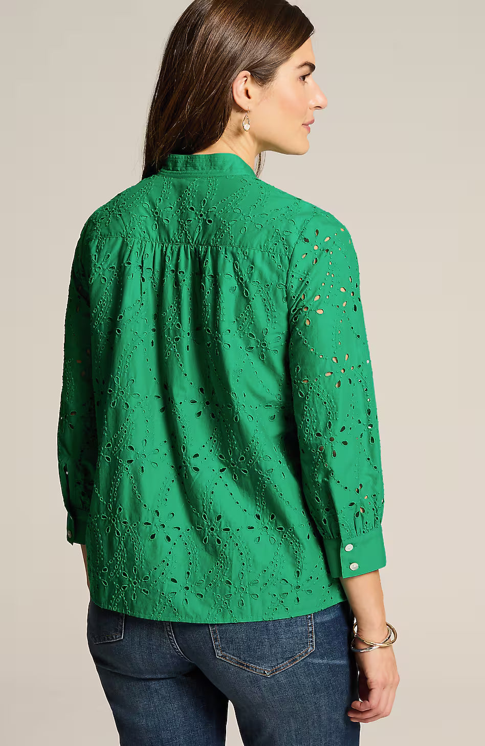 Eyelet Button-Front Top