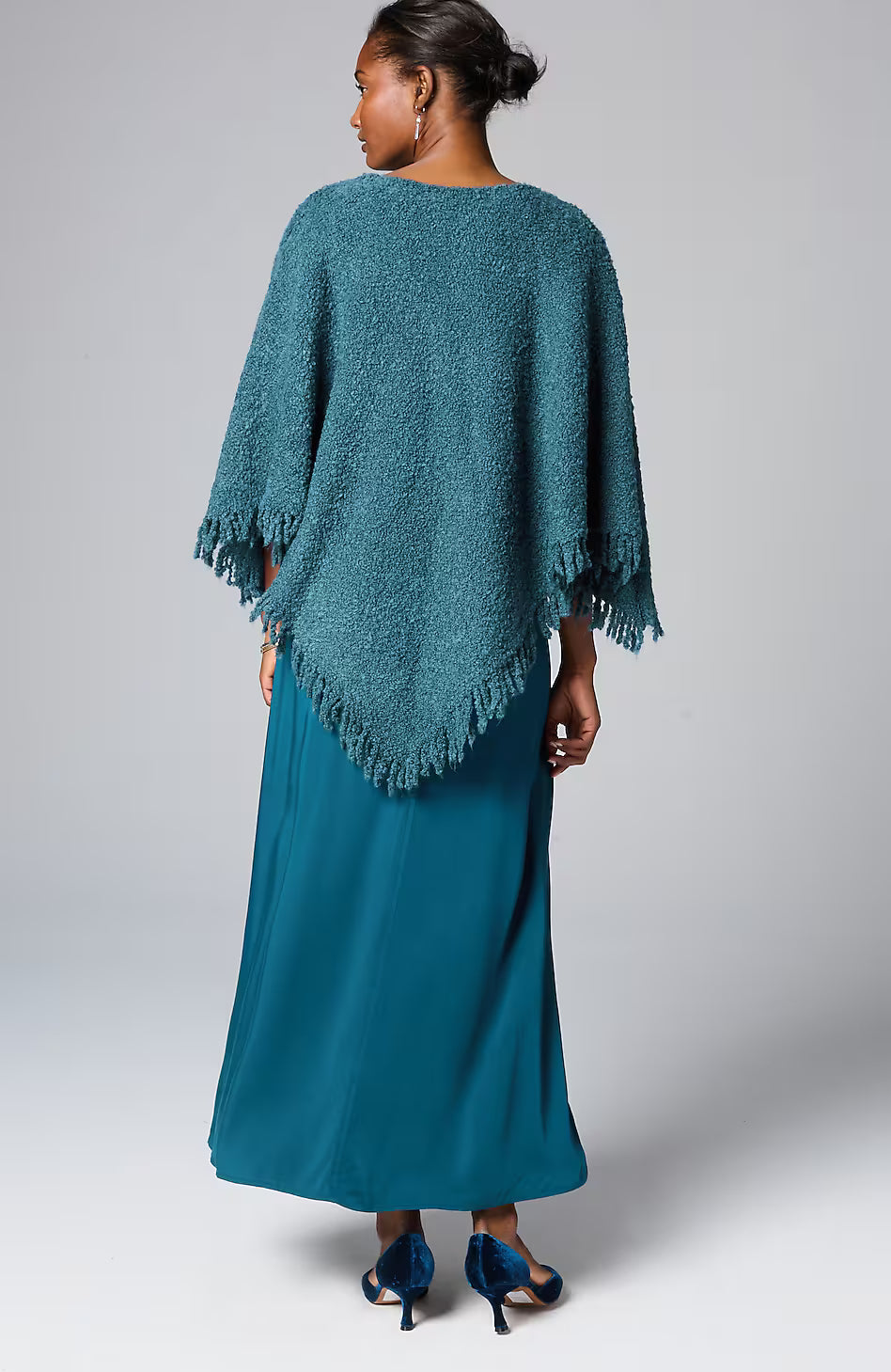 Italian Bouclé Asymmetric Poncho
