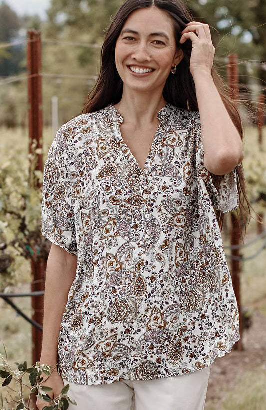 Relaxed Printed Satin Top