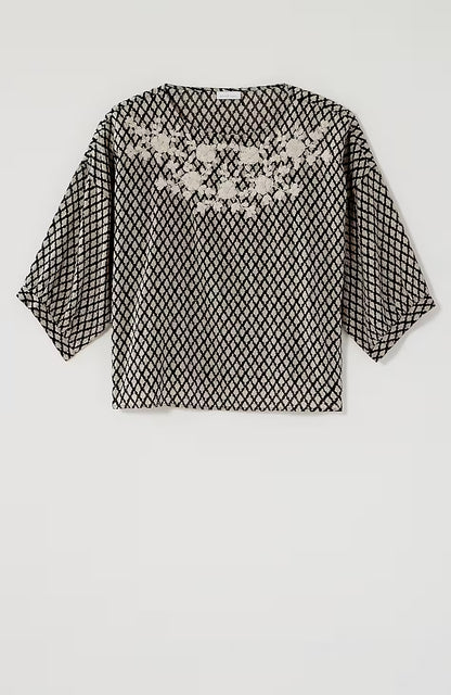 Pure Jill Hand-Embroidered Top