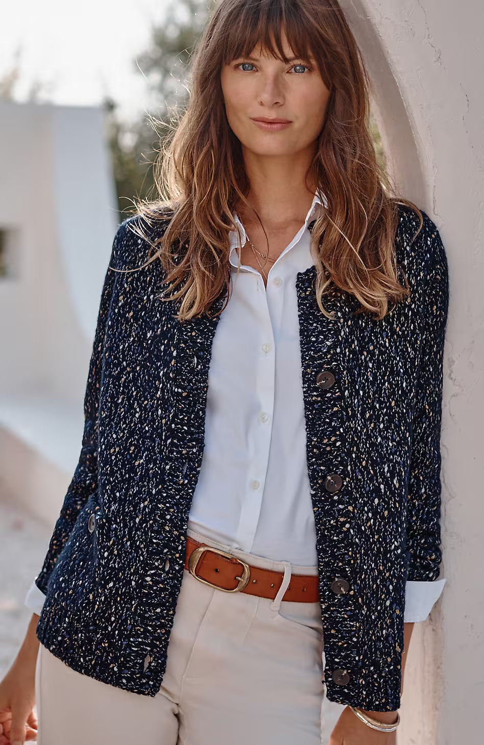 Mixed-Tweed Cardi
