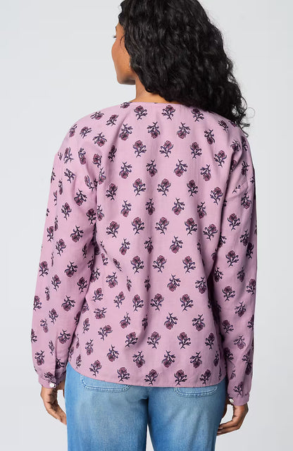 Pure Jill Organically Grown Cotton Block-Print Top