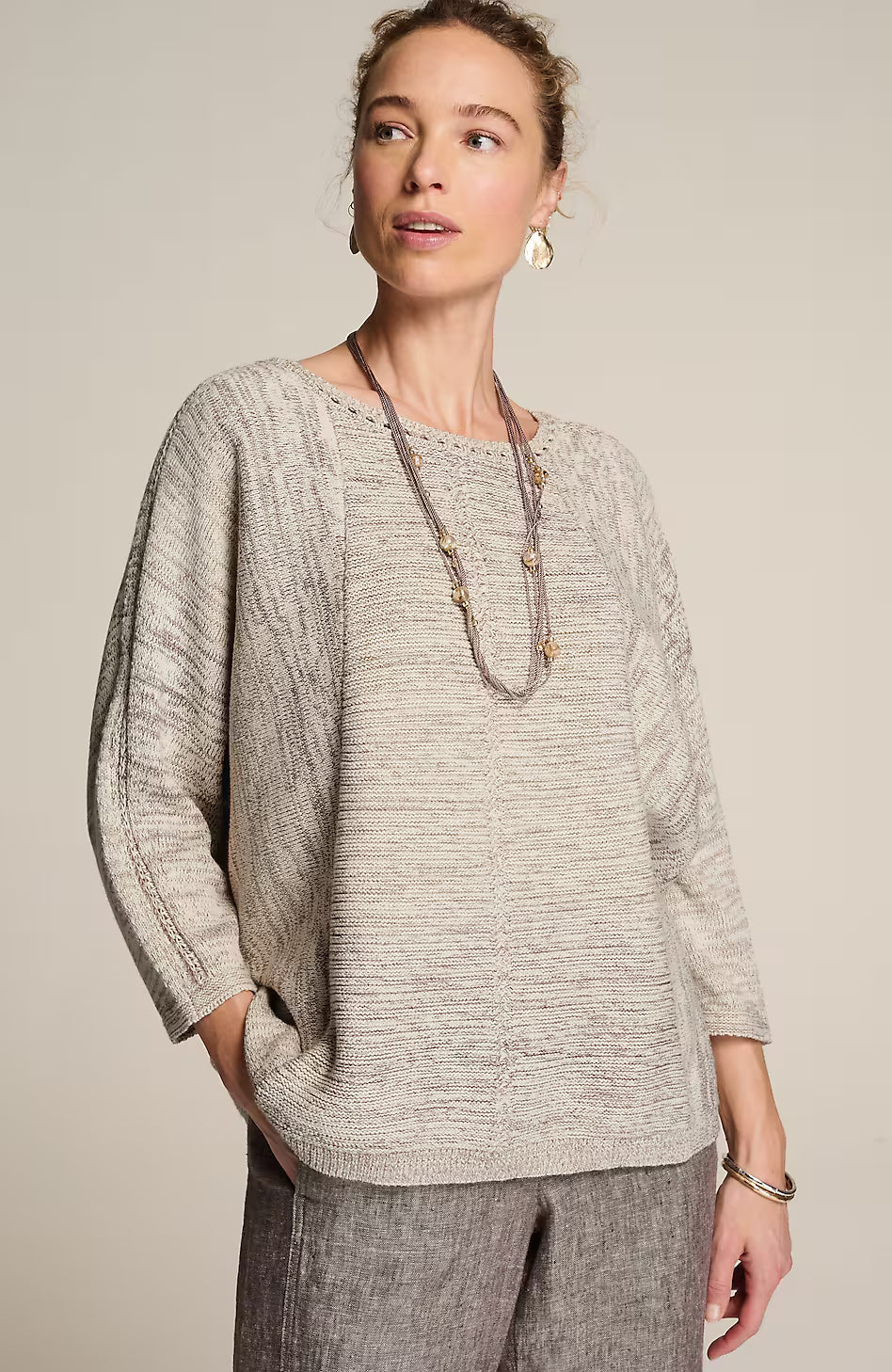 Pure Jill Textured Space-Dyed Sweater